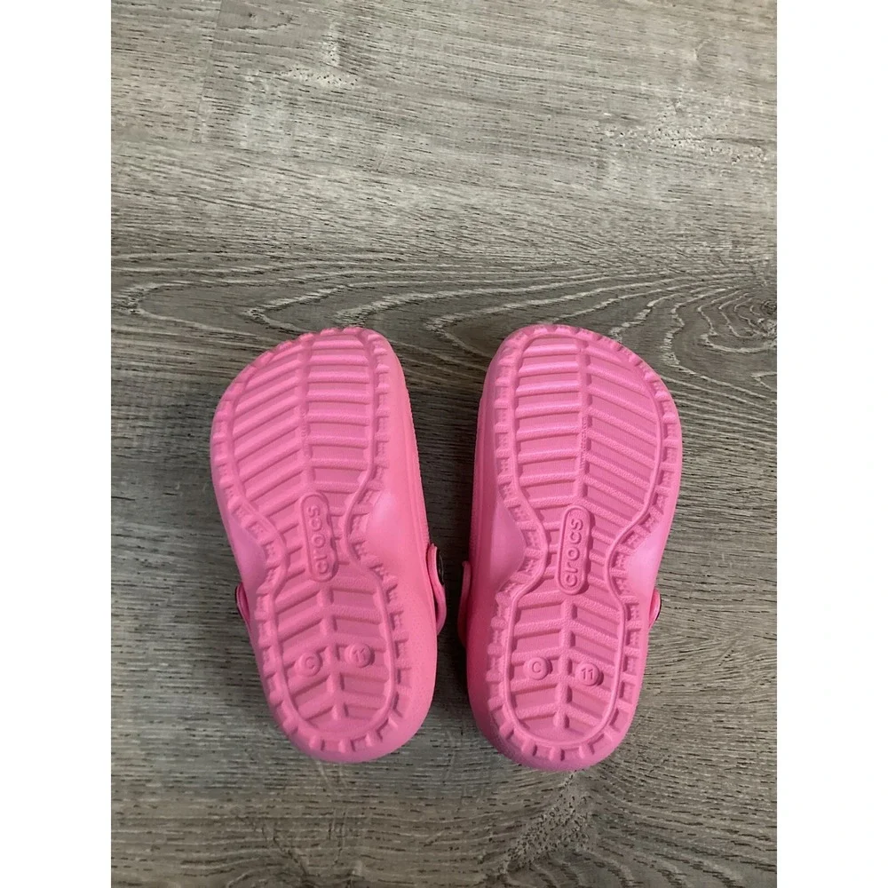 Crocs Youth Girls Size 11 C11 Faux Fur Lined Pink Slip On Comfort Shoes 203506